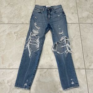 Pistola Light Blue Distressed Straight Leg Jeans